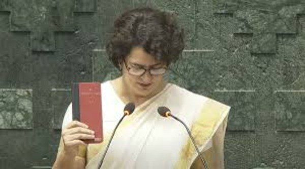 priyanka gandhi take oath as a mp from vaynad