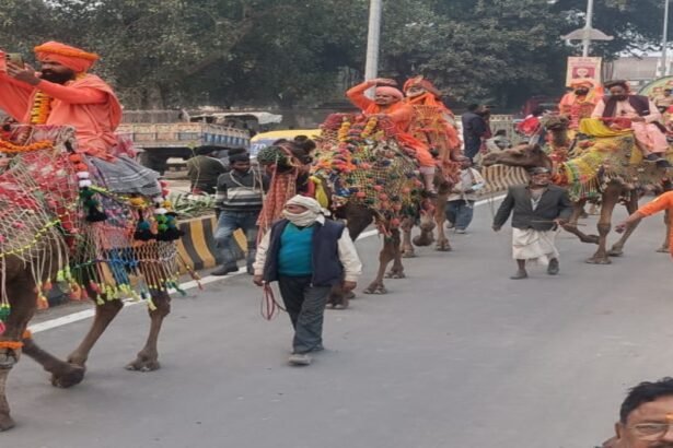 The flag bearer of Vedic culture, Shri Shambhu Panch Agni Akhara made a grand entry into the Mahakumbh area.