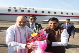 Union Home Minister Shah received a warm welcome on his arrival in Bhopal