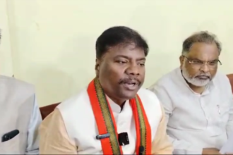Minister Kedar Kashyap took press conference in BJP office and announced Atal Sankalp Patra for the urban body.
