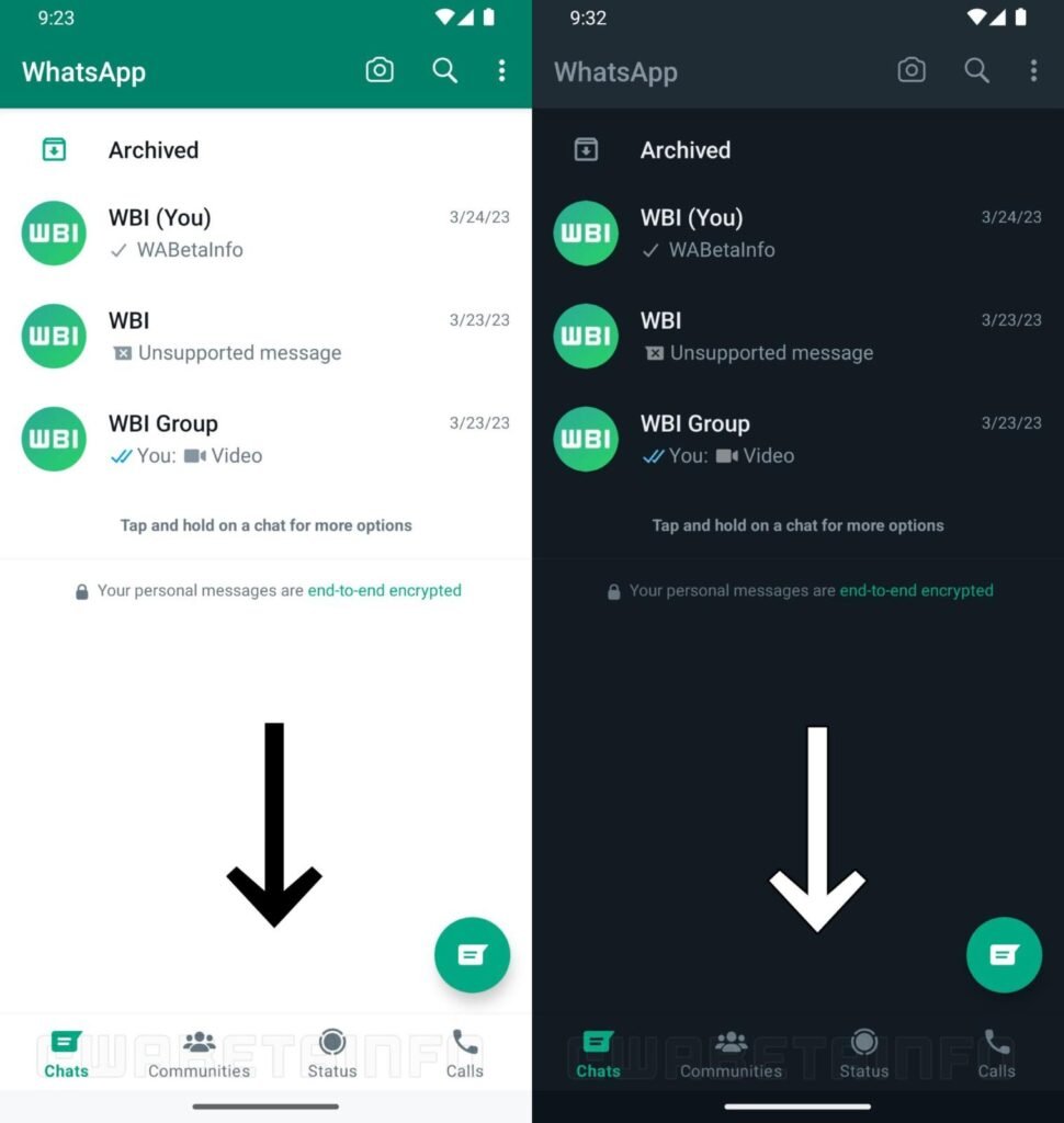 whatsapp call menu redesign