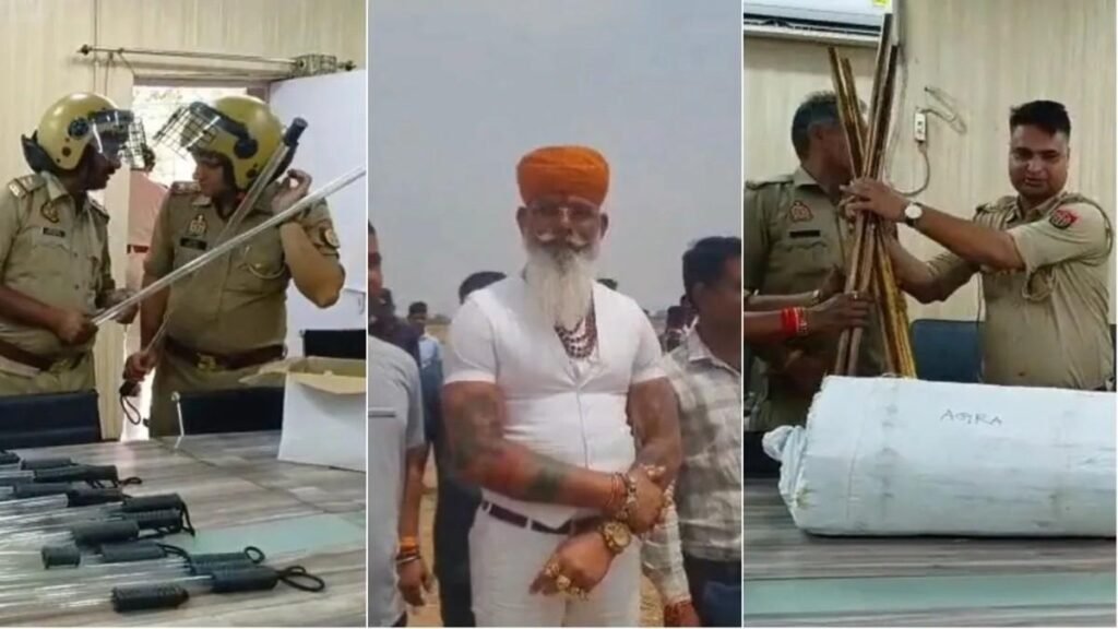 आगरा पुलिस ने 1200 से अधिक हेलमेट और 1000 डंडों