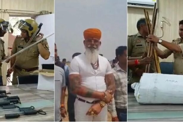 आगरा पुलिस ने 1200 से अधिक हेलमेट और 1000 डंडों