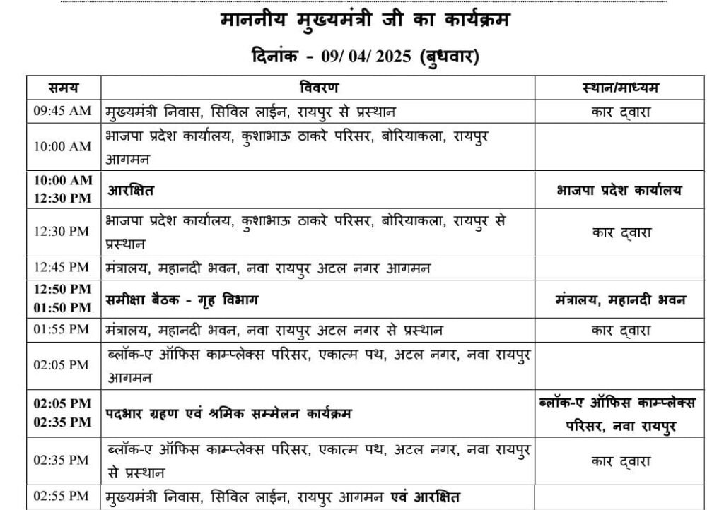 CM Vishnu Dev Sai will be present in Raipur today