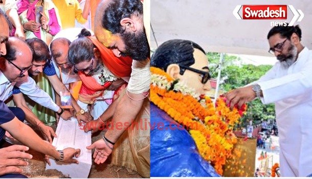 "Ranchi: CM Hemant Soren Lays Foundation for Tapovan Temple Renovation, Pays Tribute to Ambedkar"