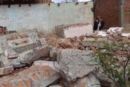 The newly built Hanuman temple was vandalized with a JCB, tension prevailed in the village