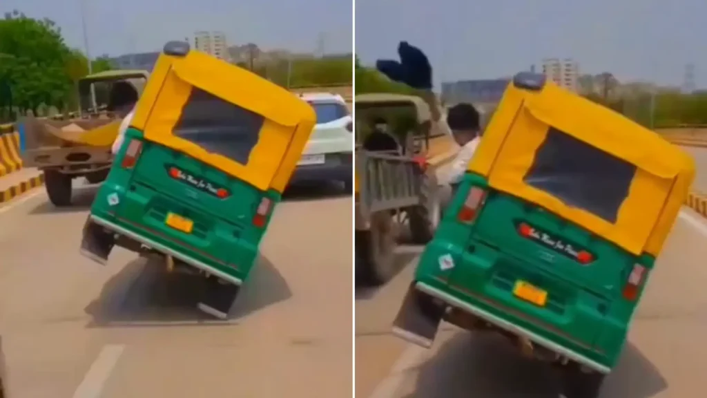 ग्वालियर ऑटो चालक स्टंट वीडियो