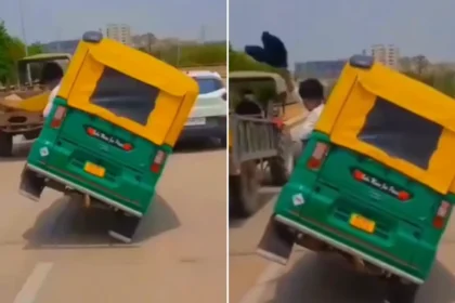 ग्वालियर ऑटो चालक स्टंट वीडियो