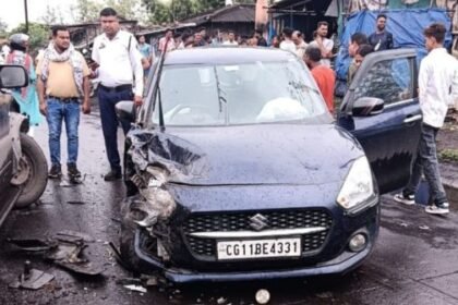 Raigarh: Horrible collision between Scorpio and Swift on National Highway 49