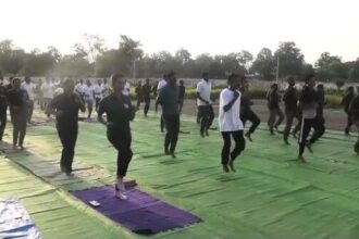 A grand yoga camp was organized in Bijapur on International Yoga Day