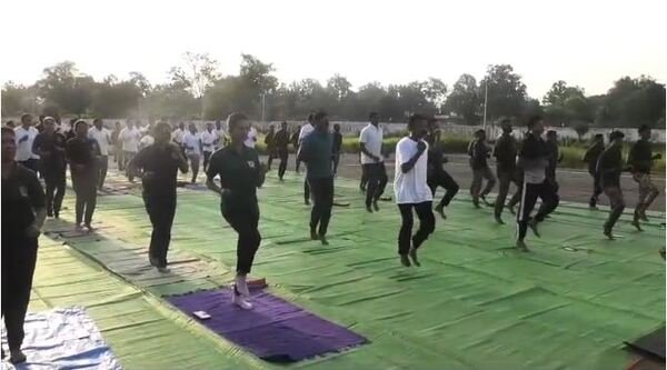 A grand yoga camp was organized in Bijapur on International Yoga Day
