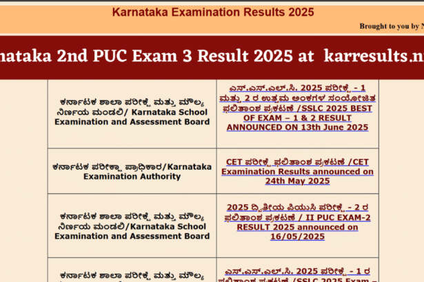 Karnataka PUC 2 Exam 3 Result 2025