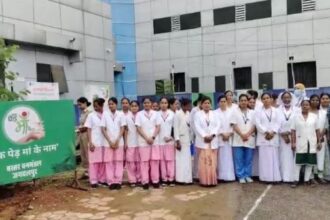 Plantation in Maharani Hospital under the campaign 'One tree in the name of mother'