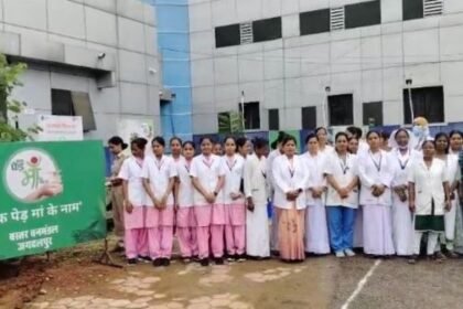 Plantation in Maharani Hospital under the campaign 'One tree in the name of mother'