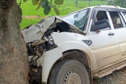 Scorpio vehicle collided with a tree in Raigarh, 4 injured, airbags saved their lives