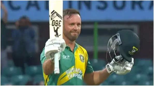 "41 की उम्र में एबी डिविलियर्स का तूफान, WCL में ठोके दो धमाकेदार शतक"