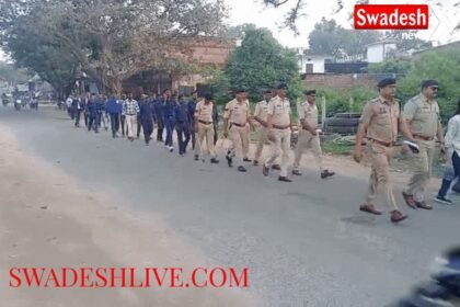 Flag march for Navratri and Dussehra festival