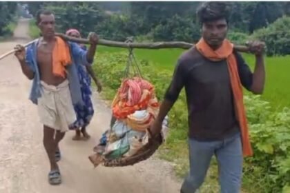 21st century India, but the situation is shocking: relatives carrying the sick on their shoulders to the hospital