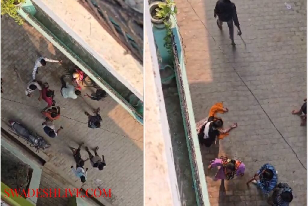 A fierce clash broke out between two groups in Fatehpur, with sticks and rods being used.