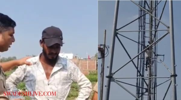 To convince his wife, a young man climbed a 100-foot high mobile tower.