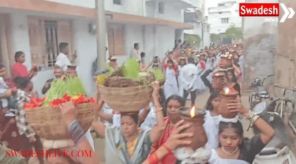 The immersion of the flame and the flame of the temple took place with great pomp in Dhamtari.