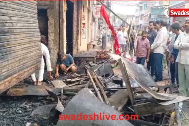 A massive fire broke out at a famous sweet shop in Etawah, causing losses worth lakhs.