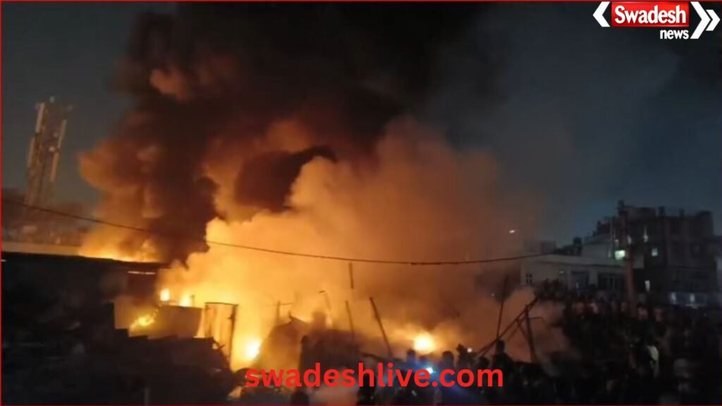 A massive fire broke out in scrap shops in Agra.