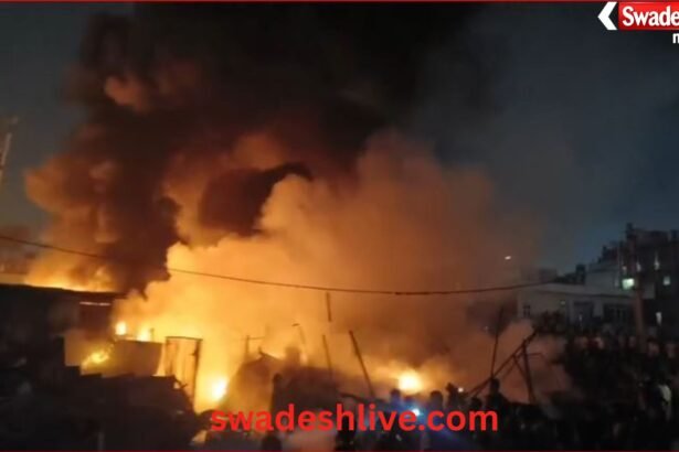 A massive fire broke out in scrap shops in Agra.