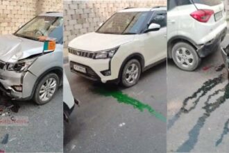 Firozabad: Five vehicles in the Tourism Minister's convoy collided with each other.