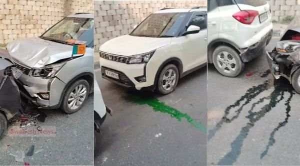 Firozabad: Five vehicles in the Tourism Minister's convoy collided with each other.