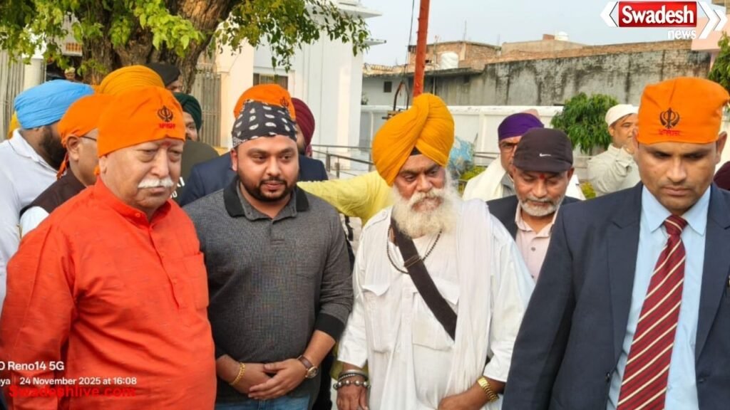 RSS chief Mohan Bhagwat paid obeisance at Gurudwara Brahmakund Sahib in Ayodhya.