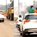 ग्वालियर में चलती कार के सनरूफ से बाहर निकले बच्चे:पुलिस ने पैरेंट्स को लगाई फटकार, 2 हजार रुपए का जुर्माना वसूला