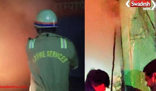 A massive fire broke out at a clothing store in Agra's Belanganj market, engulfing the entire area in smoke.