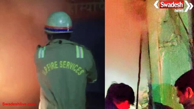 A massive fire broke out at a clothing store in Agra's Belanganj market, engulfing the entire area in smoke.