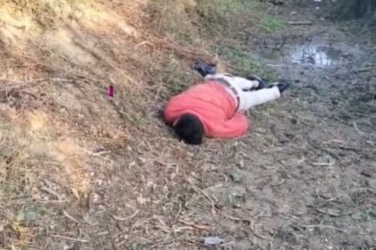 Firozabad: Dead body of a youth found in a roadside ditch in Kheria Khurd.