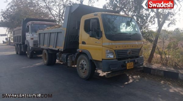 Major crackdown on illegal mining in Korba: 9 vehicles and 700 cubic meters of sand seized