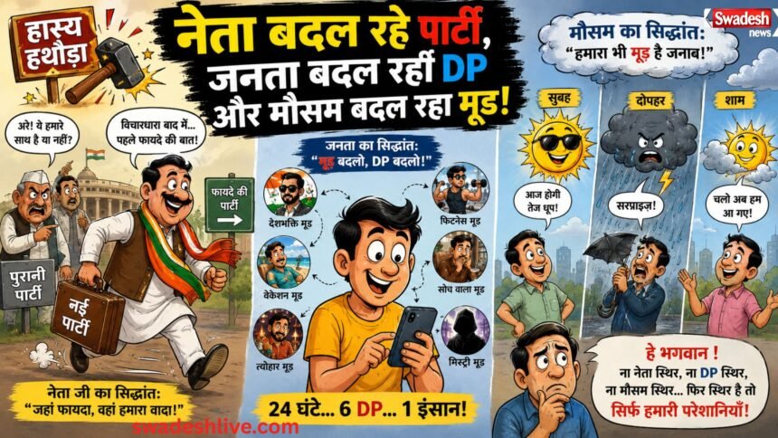 Political Comedy neta-party-janta-dp-mausam-badal-raha-mood