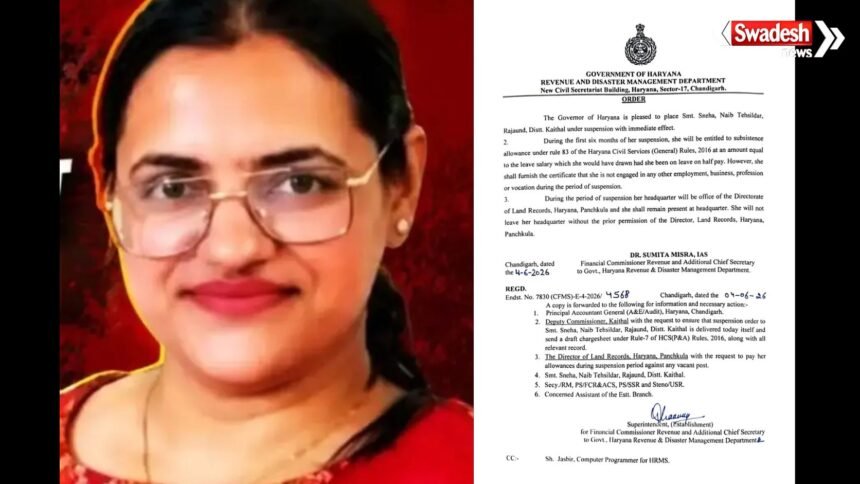 https://swadeshlive.com/haryana-news-naib-tehsildar-sneha-suspension/