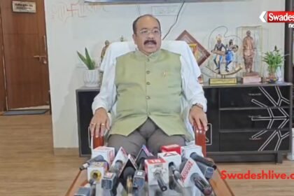 उप मुख्यमंत्री अरुण साव UCC प्रारूप समिति के गठन और कांग्रेस के आरोपों पर मीडिया को संबोधित करते हुए।