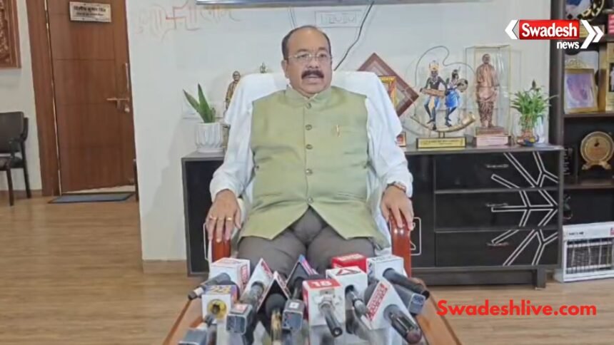 उप मुख्यमंत्री अरुण साव UCC प्रारूप समिति के गठन और कांग्रेस के आरोपों पर मीडिया को संबोधित करते हुए।