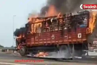 धारूहेड़ा NH-48 हादसा: डंपर से टकराया कैंटर, लगी भीषण आग; चालक सुरक्षित