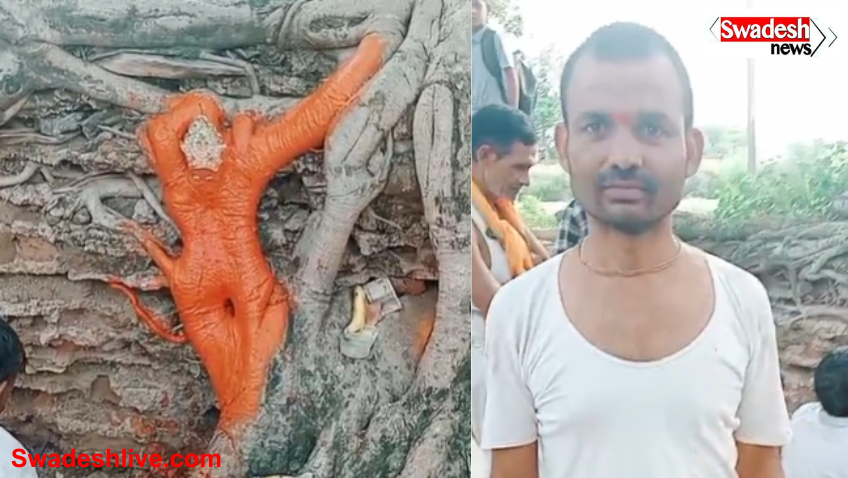 Hanuman Ji Image in Peepal Tree