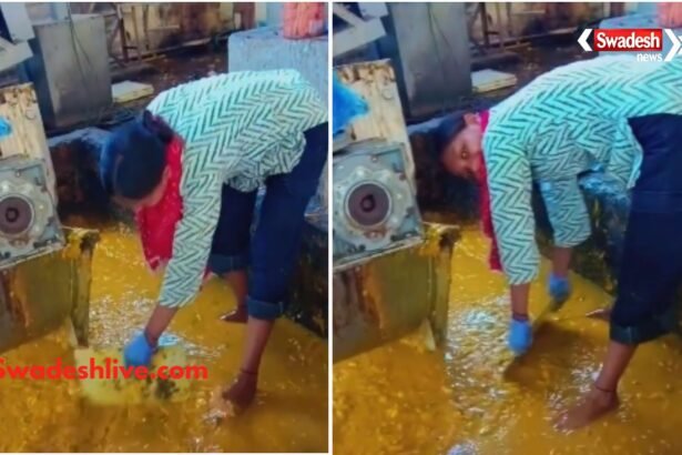 सोशल मीडिया पर वायरल कथित मैंगो जूस फैक्ट्री का वीडियो।