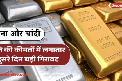 Gold price falls by Rs 1368 per 10 grams while silver gains over Rs 3000 per kg in India today.