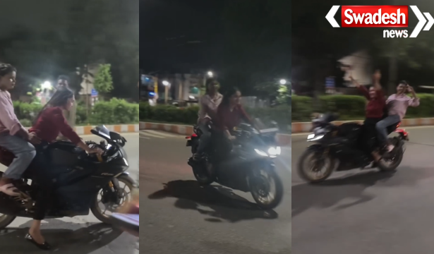 A dangerous bike stunt video featuring two girls