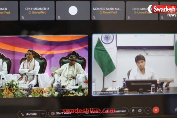 डेस्टिनेशन त्रिपुरा बिजनेस कॉन्क्लेव 2026 को संबोधित करते केंद्रीय मंत्री ज्योतिरादित्य सिंधिया का सांकेतिक चित्र।