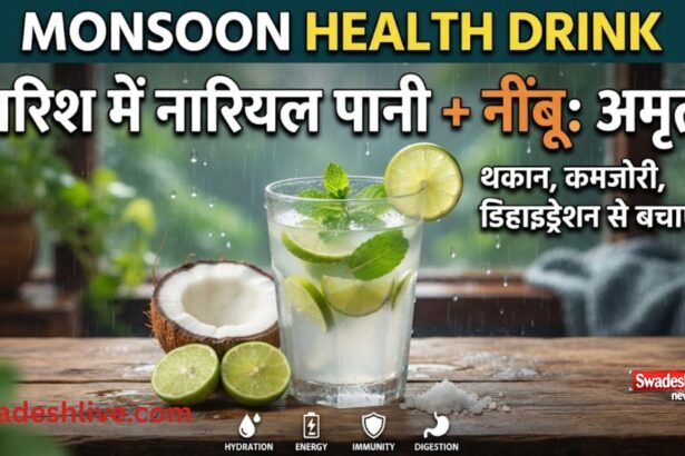 बारिश के मौसम में ताजा नारियल पानी और नींबू से बना हेल्दी ड्रिंक