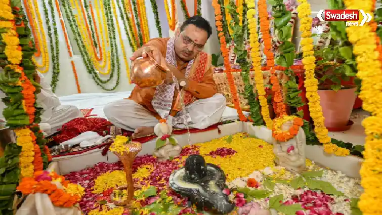 राजस्थान के मुख्यमंत्री भजनलाल शर्मा ने श्रावण सोमवार पर शिव पूजा की