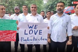 Sonipat Balochistan Protest में बलूचिस्तान के समर्थन में प्रदर्शन करते वकील