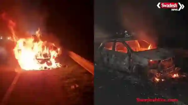 jabalpur-lamheta-bypass-car-fire-family-safe/